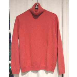 Land's End Large Petite 100% Cashmere Sweater Coral Elegant Cozy Cabin Soft
